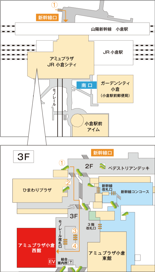JR小倉駅　新幹線口側からのアクセス